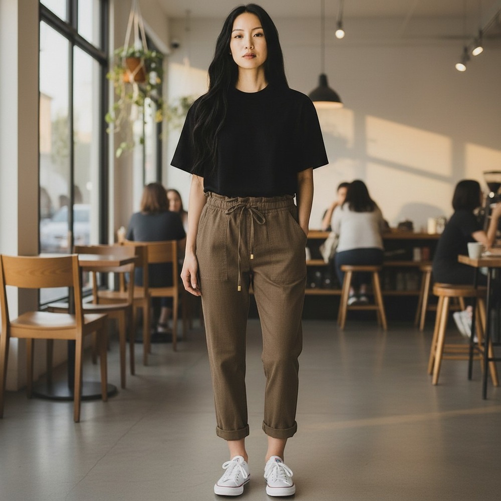 Wit & Wisdom High Rise Paperbag Joggers Olive Drab Rayon Blend Size‎ 8